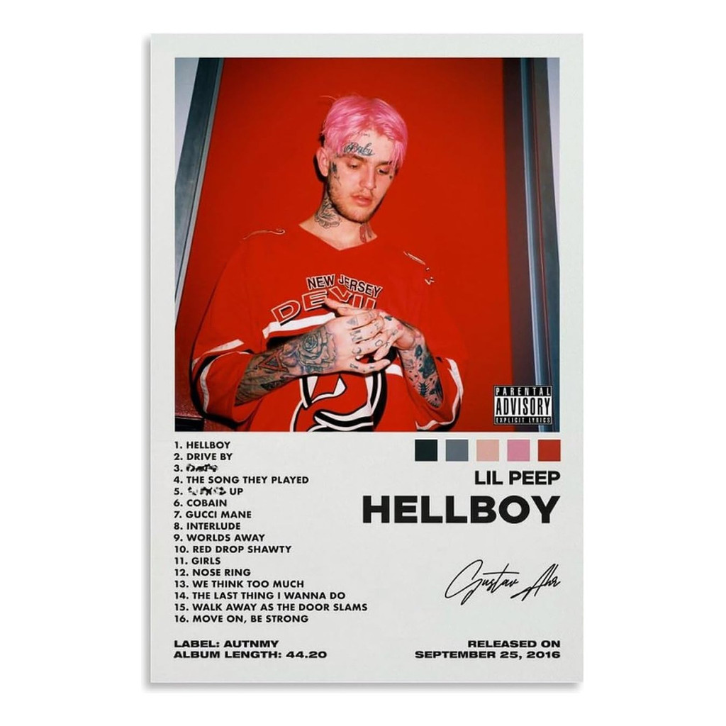Placa Decorativa Lil Peep -Hellboy Mosaico Sala Quarto Escritório