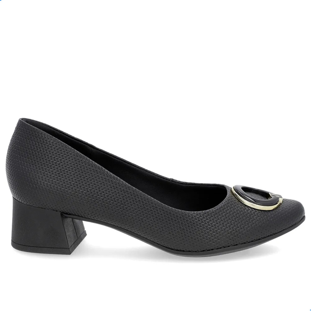 Sapato Usaflex Feminino Scapin Couro Bloco Enfeite Redondo em Oferta na Shopee