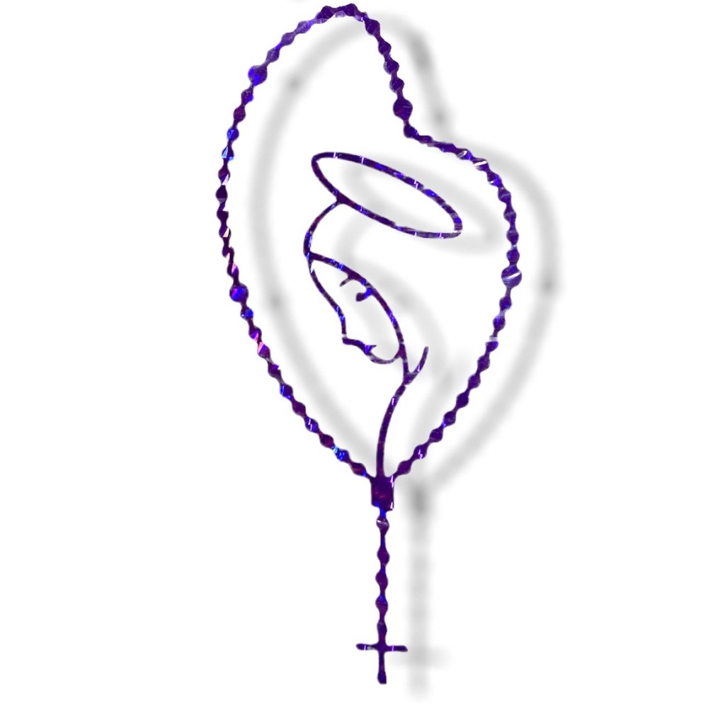 Adesivo Para Carro N Senhora Do Silencio Terço Roxo 13x6cm