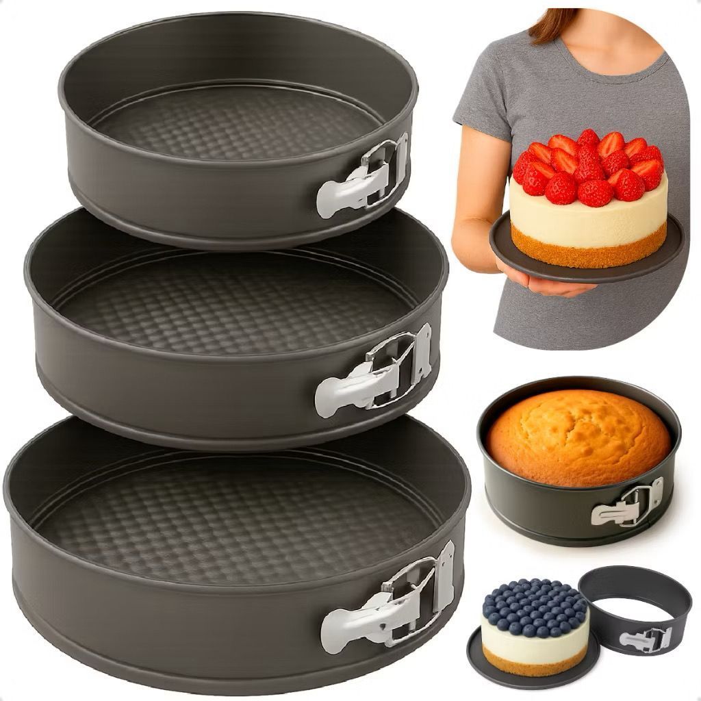 Kit 3 Formas Bolo Torta Assadeira C/ Fundo Removível Antiaderente 24cm 26cm e 28cm Multiuso Gourmet em Oferta na Shopee