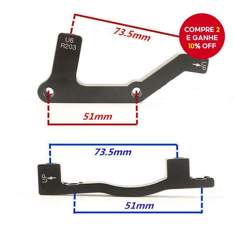 Adaptador de Freio a Disco para Bicicleta Novo - Montagem IS/PM para rotores de 203mm na frente e 180mm atrás.