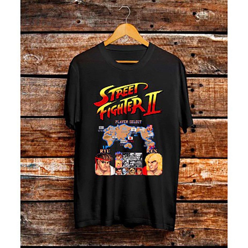 Camisa Menu Street Fighter 2 Jogo Vintage Video Game Camiseta Basica e Oversized Unissex