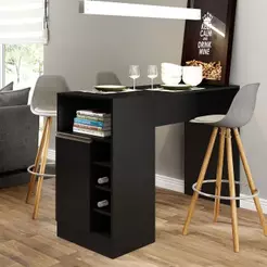 Bancada Balcão/ilha De Cozinha Gourmet 1 Porta E Adega Menu Móveis Preto