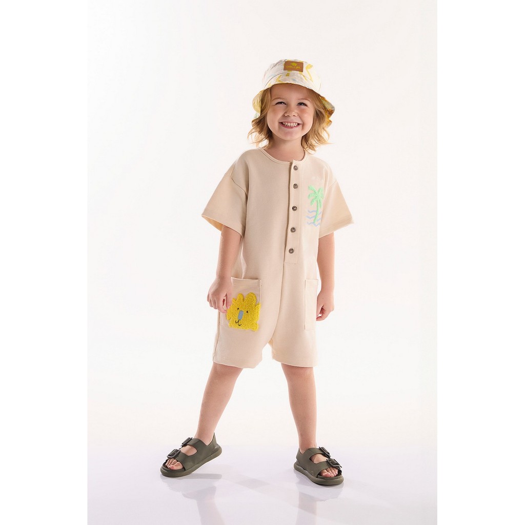 Macaquinho Infantil para Meninos em Moletom Beiramar Três e Já