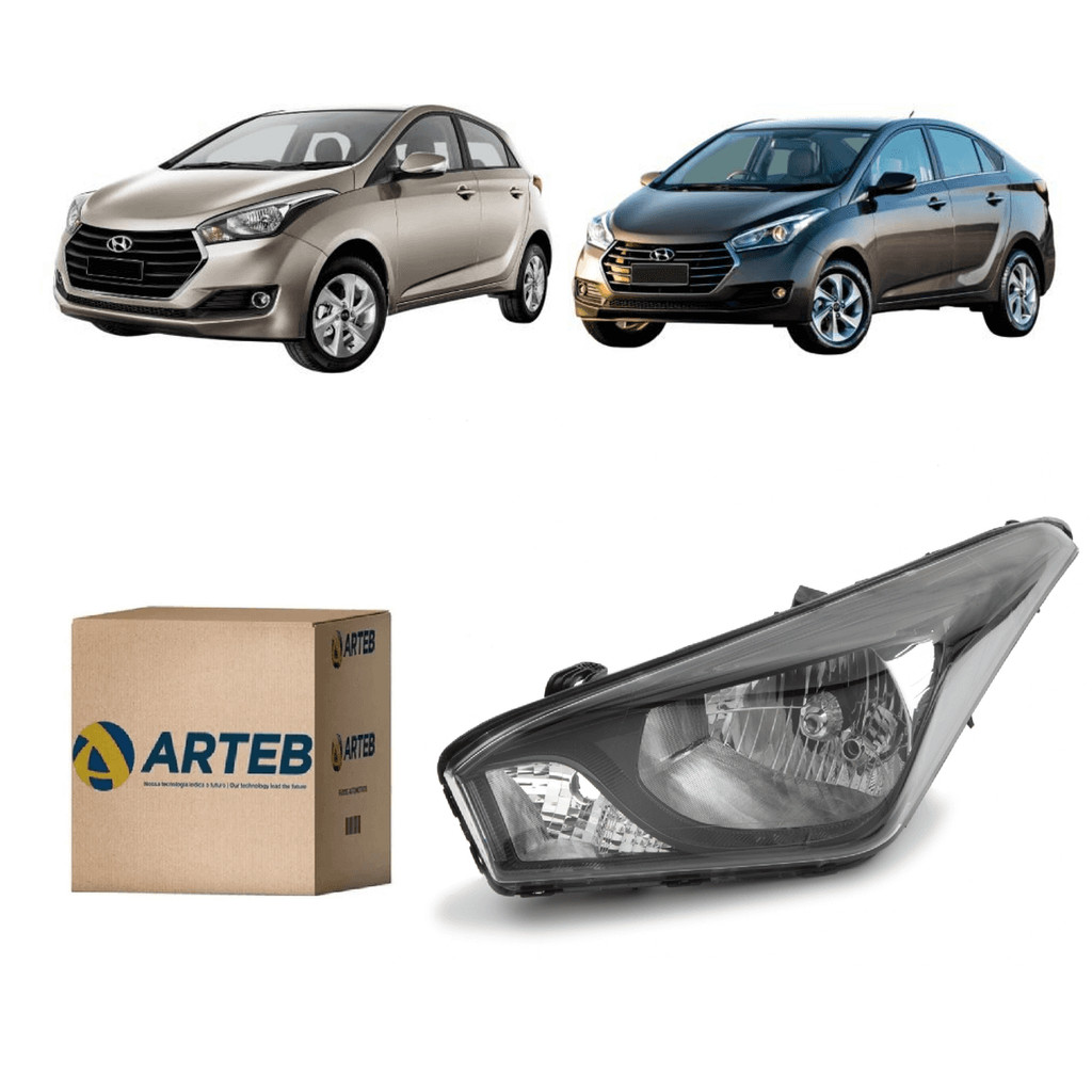 Farol Original Hb20 2014 2018 Mascara Negra Arteb Esquerdo em Oferta na Shopee