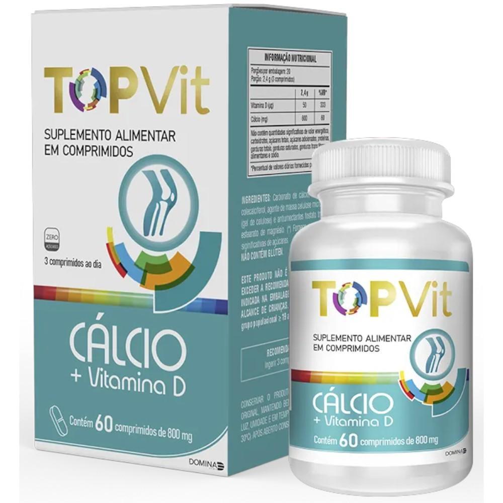 Carbonato Cálcio + Vitamina D 800mg Topvit 60 Cápsulas