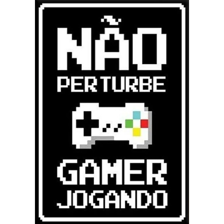 Placa Decorativa “Não Perturbe, Gamer Jogando" Gamer Quarto Videogame quarto gamer