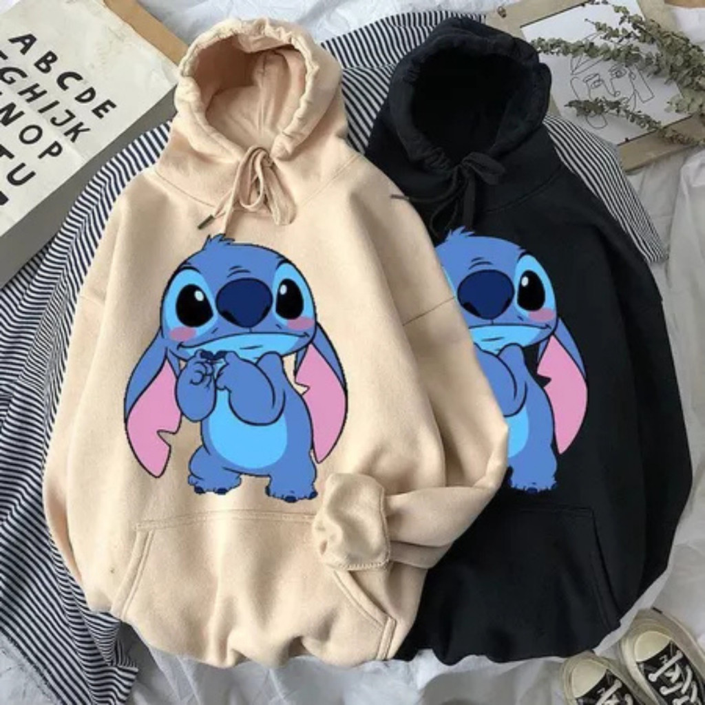 Moletom Canguru Com Touca Regulavel Stitch Azul Medo , Conforto Algodão Premium unissex