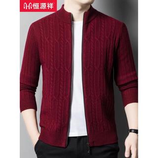 Hengyuanxiang ano novo vermelho Cardigan jaqueta pai camisola masculina outono inverno engrossado Benming ano Cashmere c