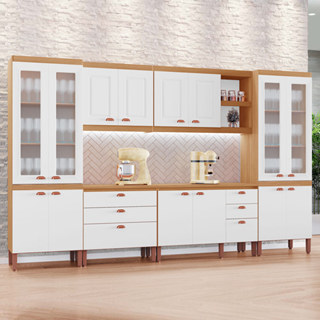 Cozinha Viena Modulada Composta por 06 módulos 100% MDF com Paneleiros e Balcões em Oferta na Shopee