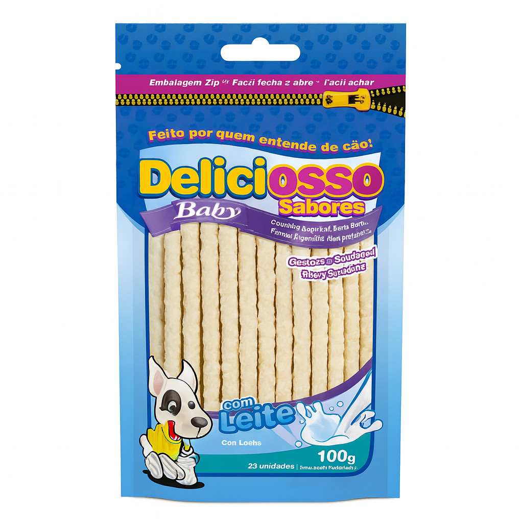 PETISCO CAO OSSO DELICIOSSO BABY FINO LEITE 100G