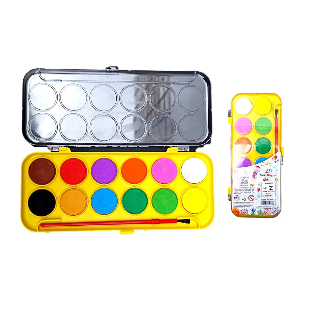 Estojo Aquarela com Pincel 12 Cores - Win Paper / WX Gift