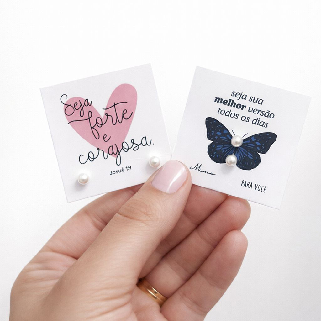 Kit 100, 50 , 20 Pares de Brinco de Perola + tag Mimo para cliente em Oferta na Shopee