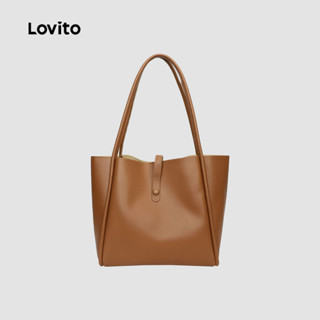 Lovito Elegante Bolsa Feminina de Ombro Grande e Bolsinha de Moedas Conjunto de Duas Peças LFA08611 (Cáqui/Marrom/Preto) em Oferta na Shopee