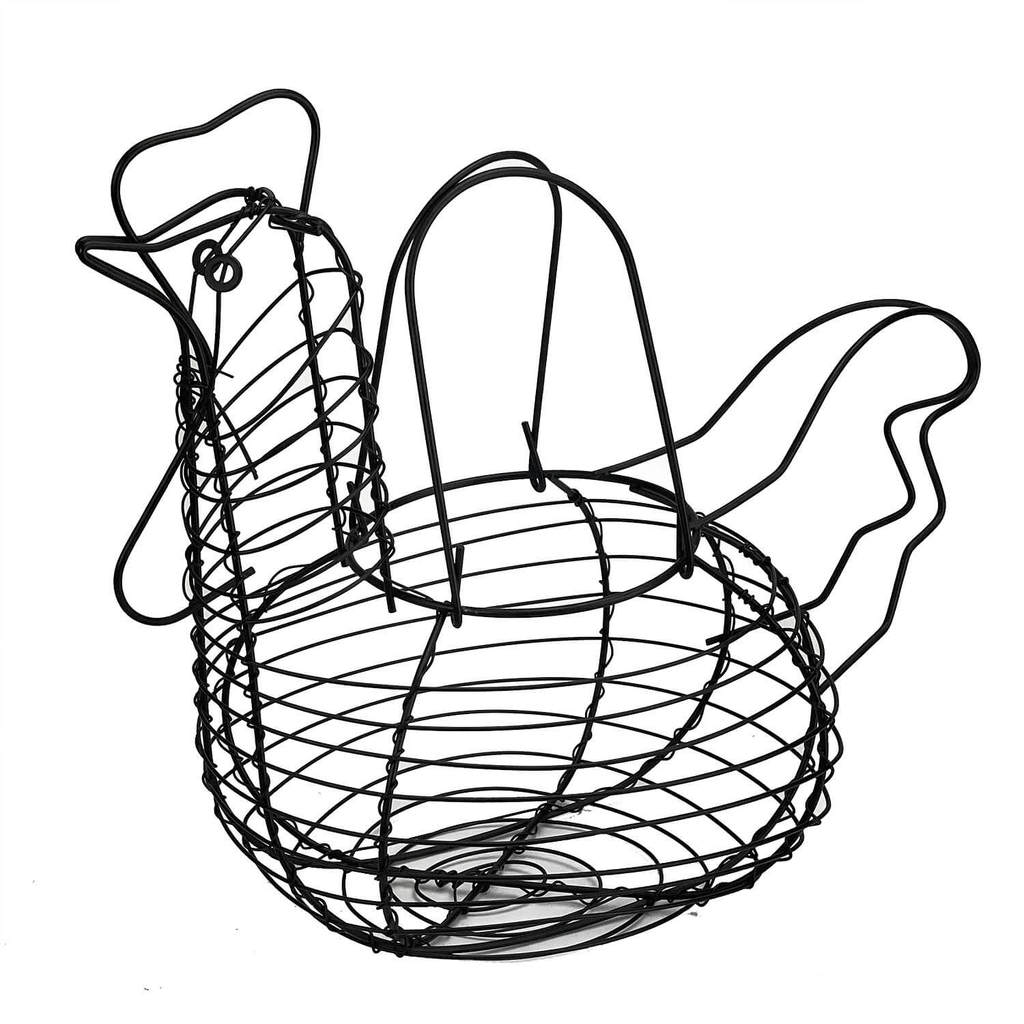 Cesto Aramado Metal Porta Ovos Galinha Preto Fosco em Oferta na Shopee