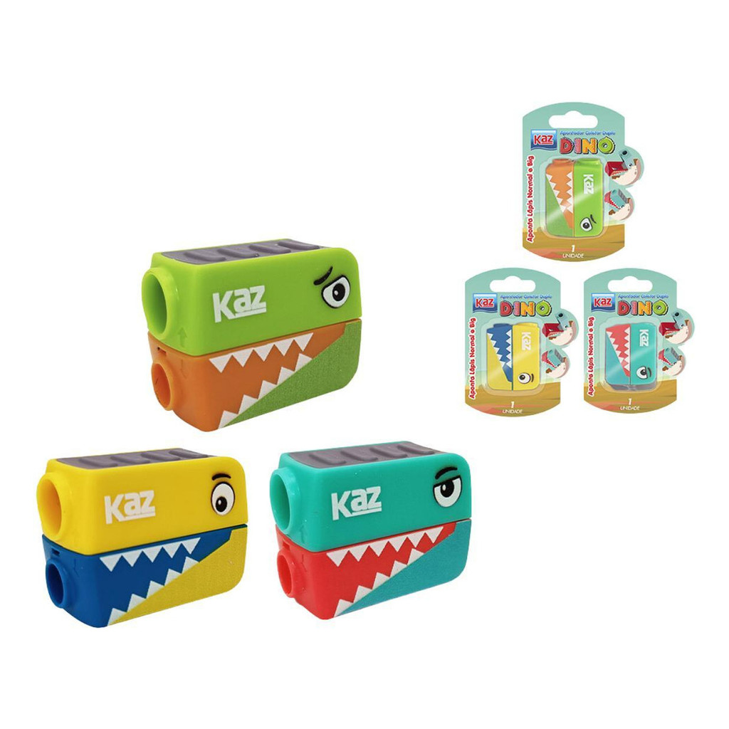 Apontador Duplo Com Coletor Dino Escolar Divertido Infantil Sortidos