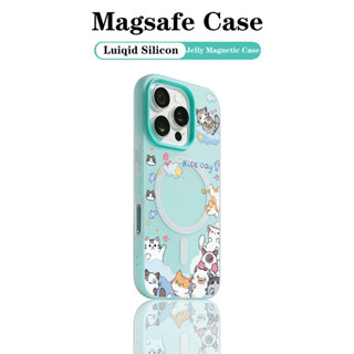 Bonito Animal Gato Colorblock Geléia MagSafe Caso De Telefone iPhone 11 12 13 14 15 16 MAX PLUS Na Moda Capa De Silicone em Oferta na Shopee