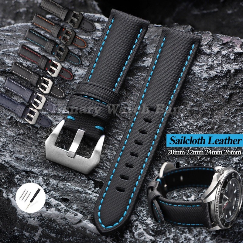 20mm 22mm 24mm 26mm Velacloth Náilon Pulseira De Relógio De Pulso Universal Lona Couro Smartwatch Inteligente Bandas Casa