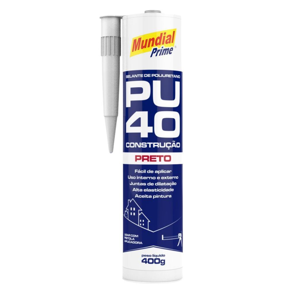 Selante De Poliuretano PU40 400GR Preto Mundial Prime em Oferta na Shopee