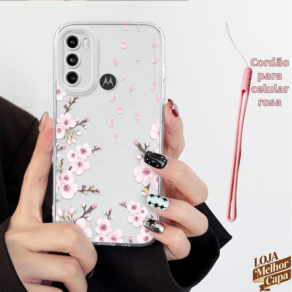 Capinha Flor Transparente TPU Capa De Celular Para Case Motorola Moto G60 Normal Anti-Impacto Telefone Capas 0014 TSY em Oferta na Shopee