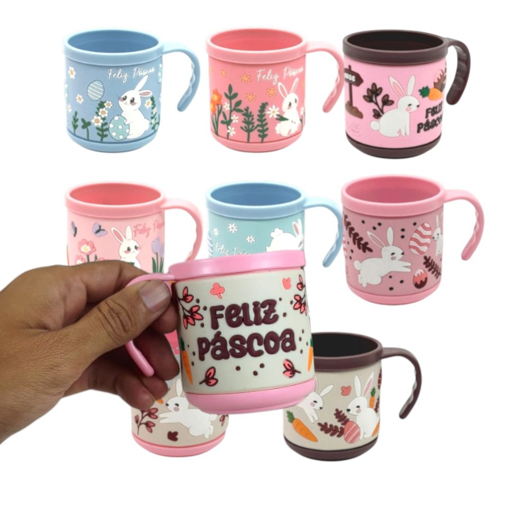 KIT 6 Canecas De Páscoa Café Chá 200ml Lembrança Presente Coelho Dá Páscoa em Oferta na Shopee