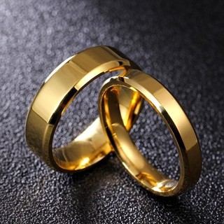Kit 2 -Par Alianças Casamento Noivado Chanfradas 4mm Aço Inox 316L Banhado Ouro 18K Doura…