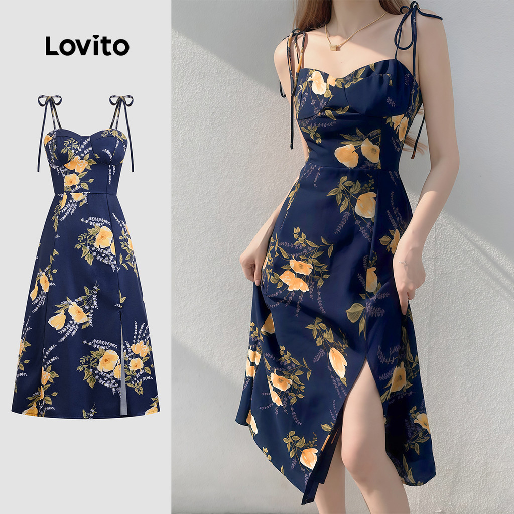 Lovito Vestido Elegante Floral Verão/Primavera Para Mulheres L123ED746 em Oferta na Shopee