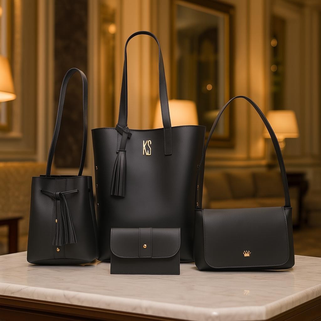 Kit Bolsa 4 Peças: Conjunto de Bolsas Femininas, Sacola Grande, Bolsa Saco, Bolsa Baguete e Carteira