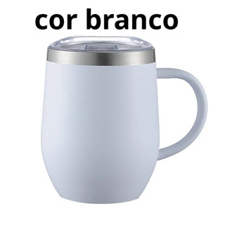 Copo de vinho tinto em formato de U com alça aço inoxidável 304, dupla camada, copo de café a vácuo COR BRANCO em Oferta na Shopee