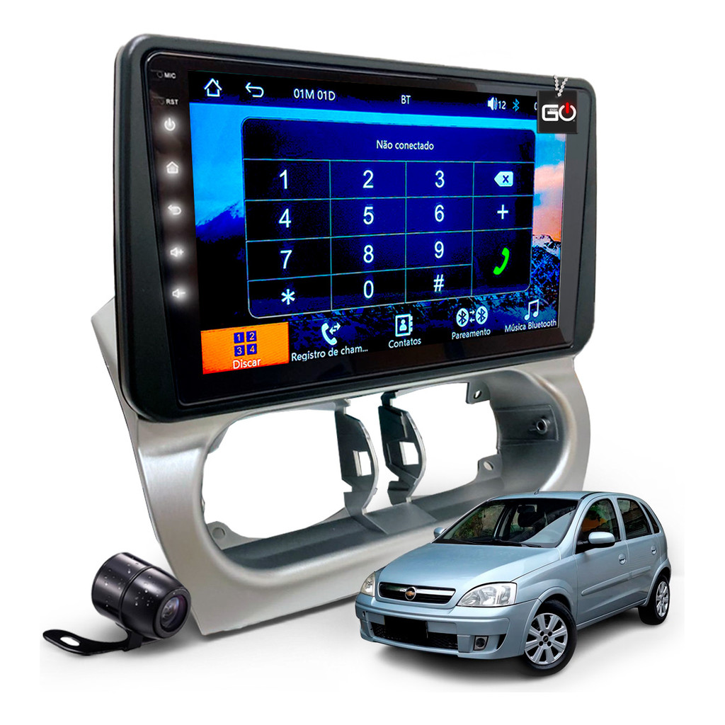 Kit Multimídia Mp10 Carplay Waze Corsa 2003 À 2012 Bluetooth