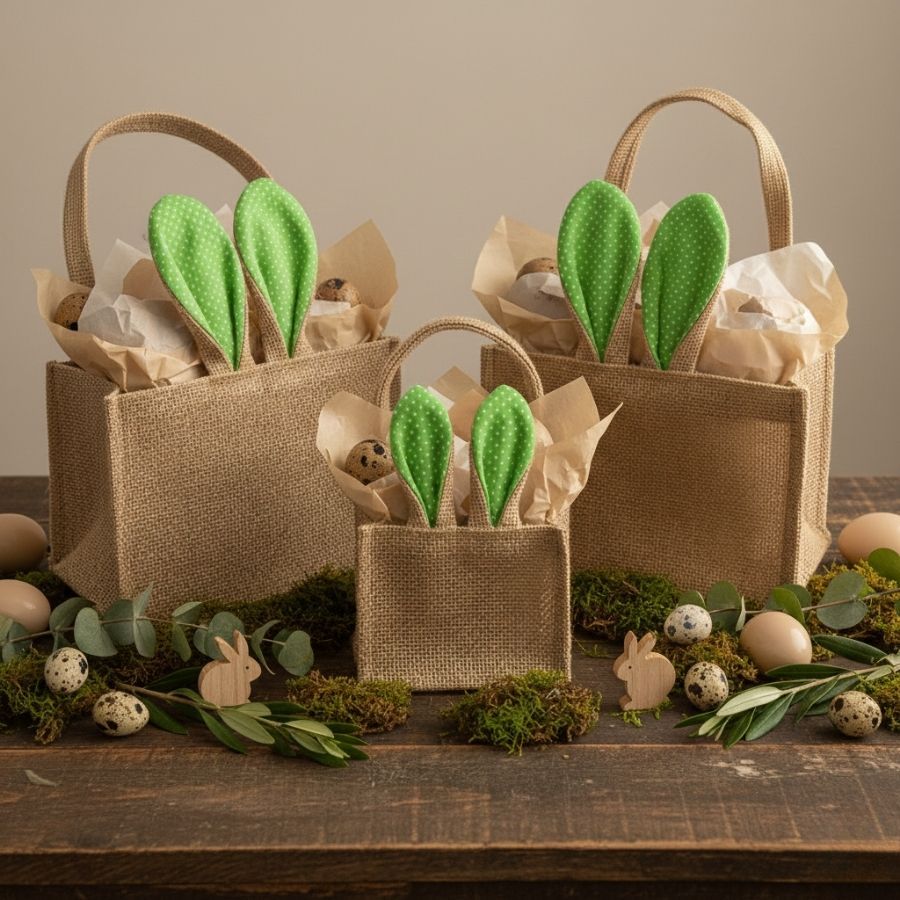 Cesta de Juta de Páscoa com Orelha Verde Claro Poá Branco - 1 unidade - EcoArt - Rizzo em Oferta na Shopee