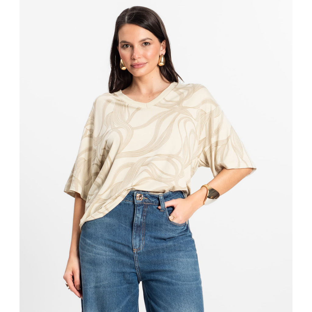 Blusa Feminina em Viscotorcion Rovitex Bege