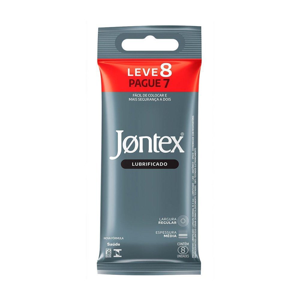 Preservativo Jontex Lubrificado Leve 8 Pague 7 Unidades