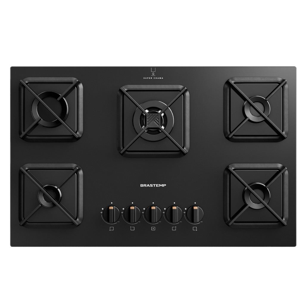 Cooktop Brastemp 5 Bocas a Gás, Grades de Ferro Fundido e Chamas Especiais - BDS75AE