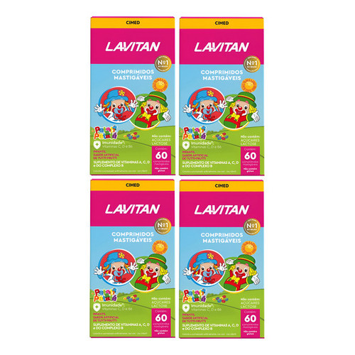 Kit 4 Vitaminas Infantil Lavitan Tutti-Frutti 60 Comprimidos em Oferta na Shopee