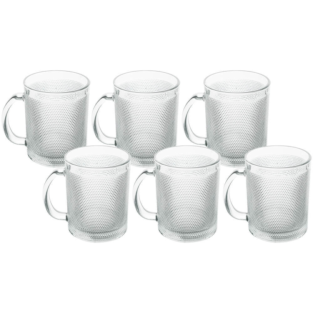 Kit de Canecas de Café de Vidro 280ml Bico de Jaca 6 Peças  - Seu Lar