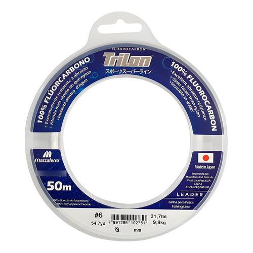 Linha Fluorcarbono Mazzaferro Trilon Leader 0.50mm Transparente 23.2kg Transparente 0.50mm