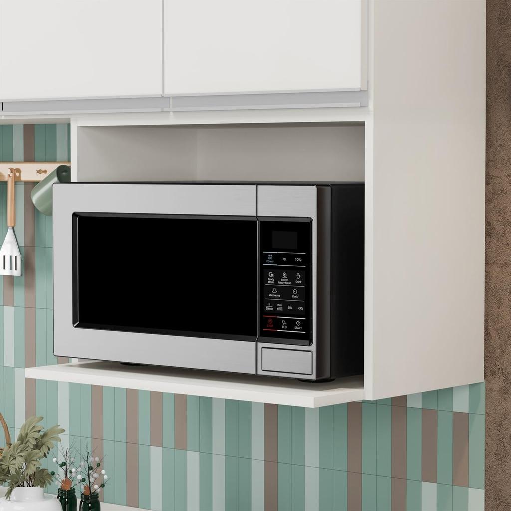 Suporte Microondas e Forno Elétrico Aéreo 60cm Itália Branco - Lumil