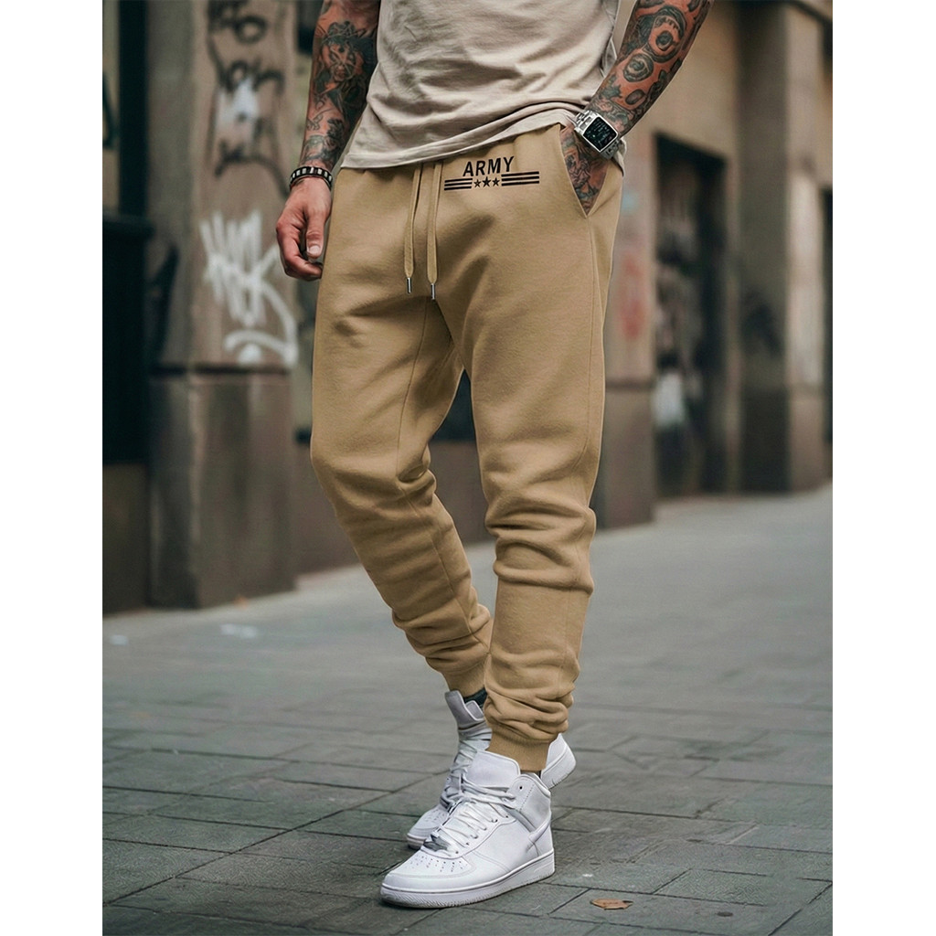 Calça Moletom Jogger Army Masculina Streetwear Premium Algodão Treino Urbano