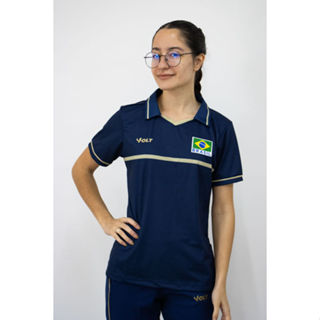 Polo Viagem Comissão Técnica CBV Vôlei Brasil Oficial Feminina Volt em Oferta na Shopee