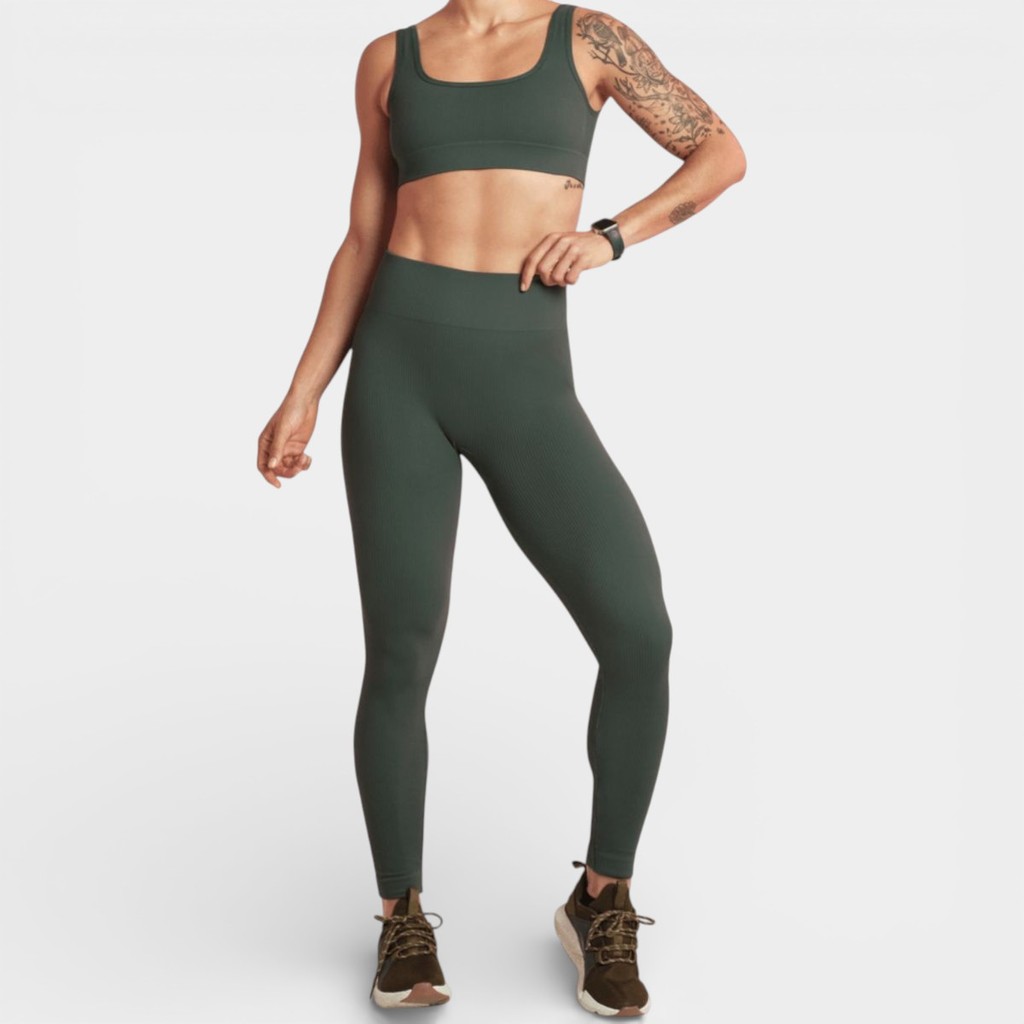 Calça Legging Lupo Sem Costura Canelada Feminina - Verde Escuro em Oferta na Shopee