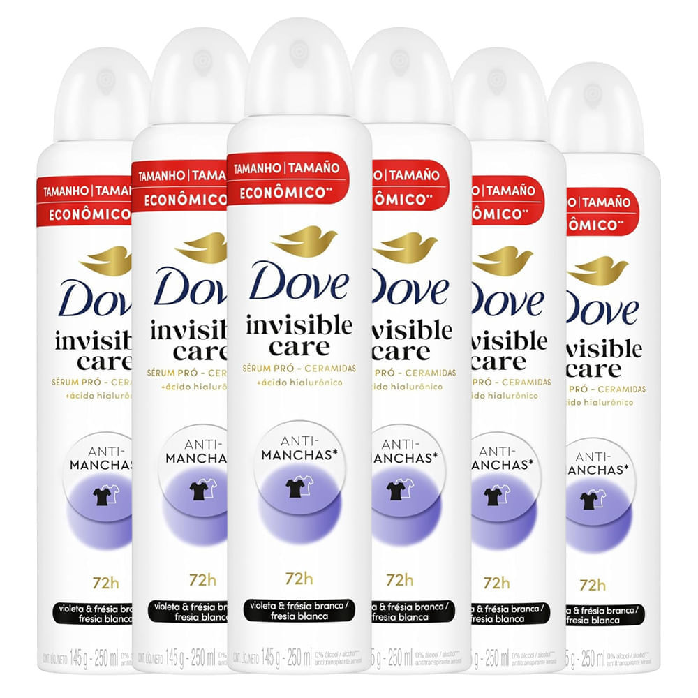 Kit Desodorante Aerosol Dove Invisible Dry 250ml C/6 Unidades em Oferta na Shopee