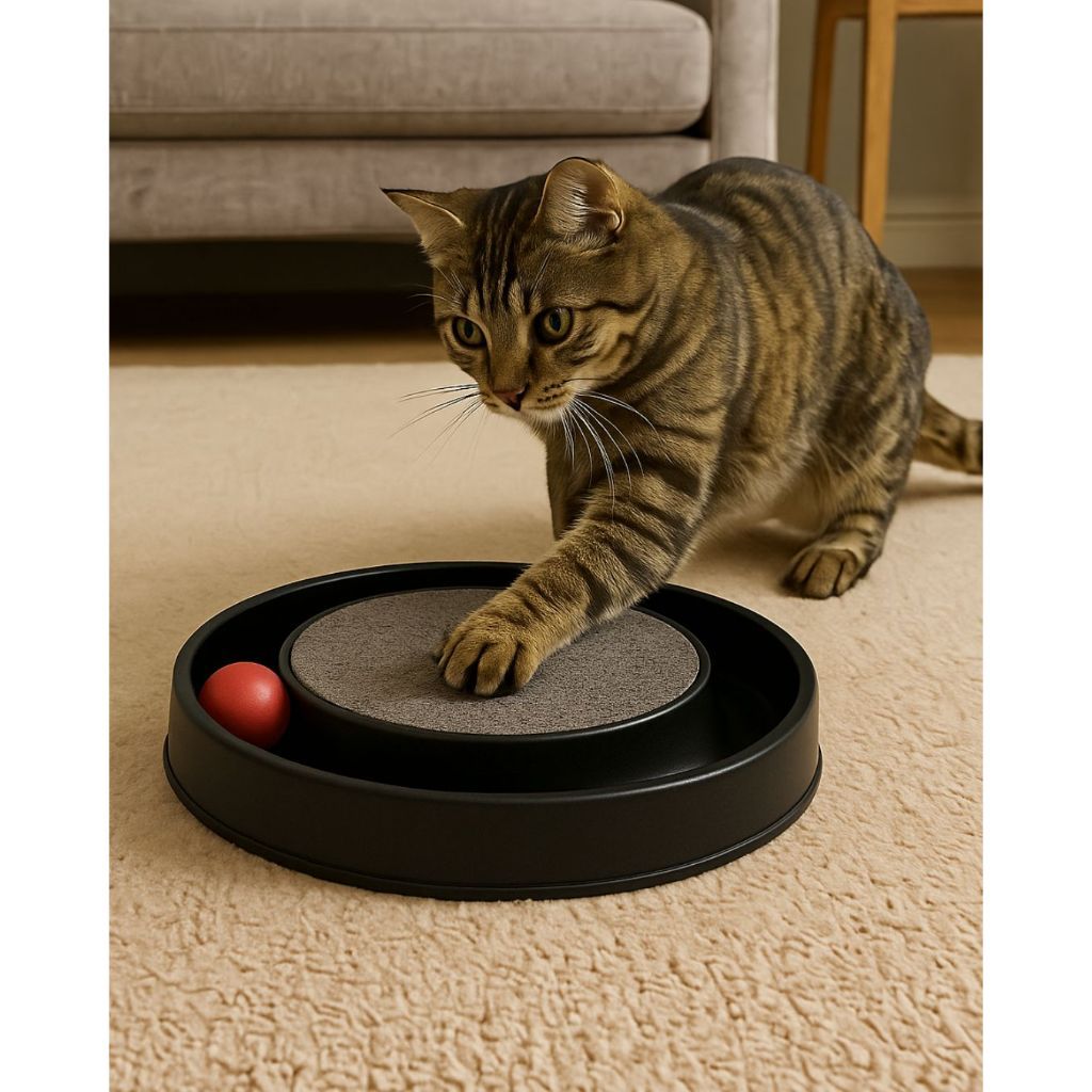 Arranhador Redondo Para Gato Relax Com Bolinha Miau em Oferta na Shopee