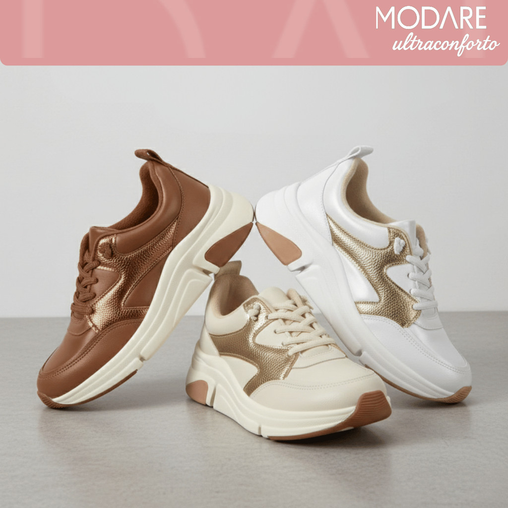 Tênis Feminino Modare Ultraconforto Casual Metalizado Original em Oferta na Shopee