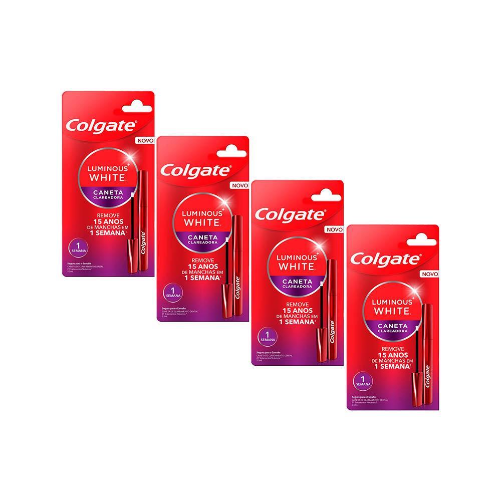 Kit 4 Canetas Clareadoras Dental Colgate Luminous White Gloss 2.5ml em Oferta na Shopee