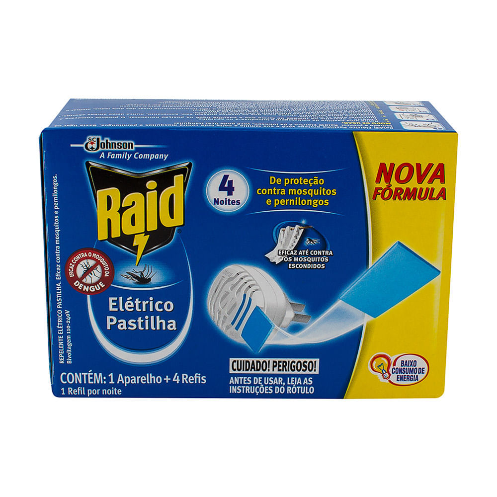 Aparelho Raid Elétrico Pastilha 4 Noites com 1 Aparelho + 4 Refis Pastilhas em Oferta na Shopee