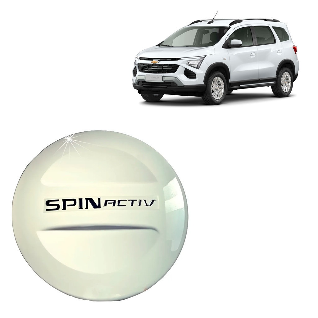 CAPA DE ESTEPE RIGIDA COM CADEADO PARA CHEVROLET SPIN ACTIV 2011/2021 ARO 16/17/18 COR BRANCO SUMMIT