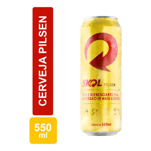Engradado Skol Pilsen 550ml Lata - 12 Unidades