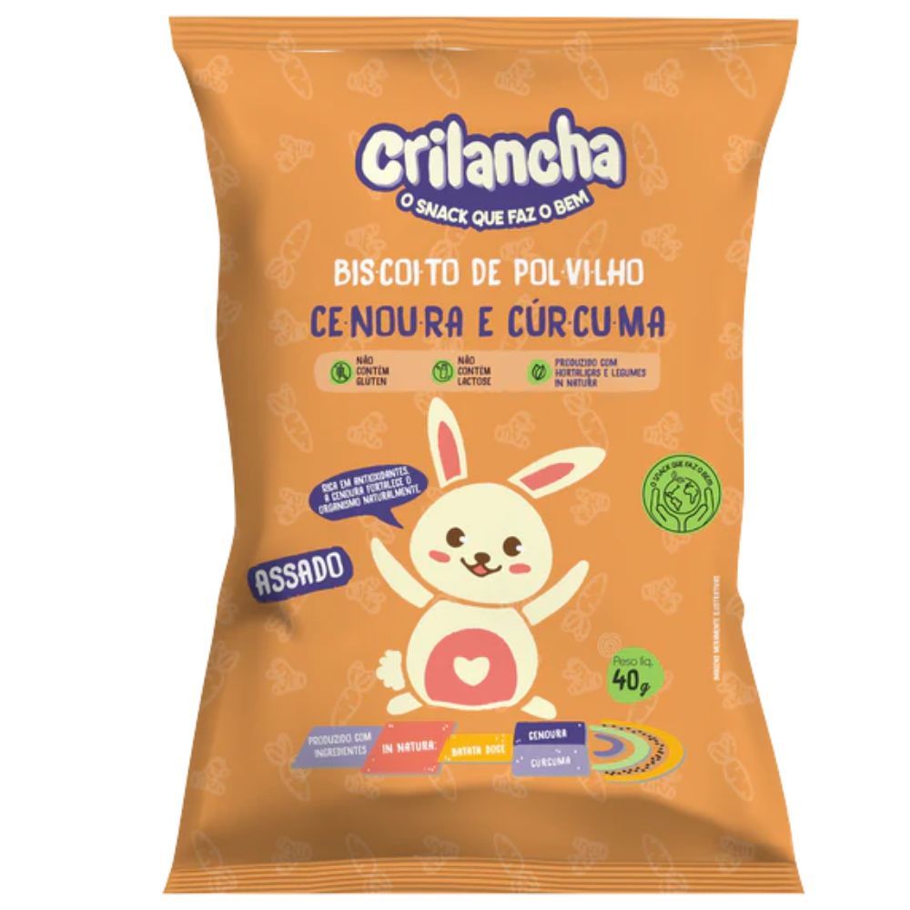 Biscoito de Polvilho Crilancha Cenoura e Cúrcuma 40g em Oferta na Shopee