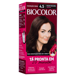 Mini Kit Tintura Creme Biocolor Acaju Escuro 4.5 em Oferta na Shopee